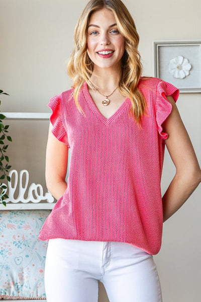 Coral Flutter Sleeve Top