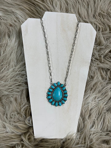 Turquoise Day Squash Blossom Necklace