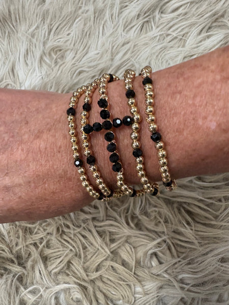 Gold Beaded Cross Stretch Bracelet