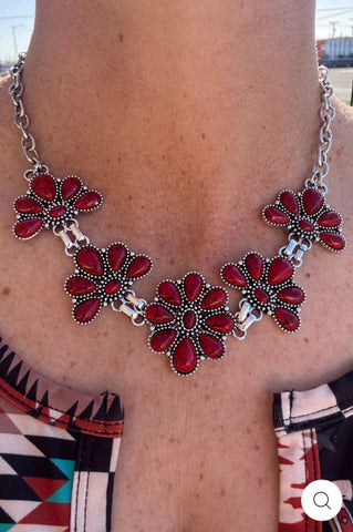 Ruby Flower Necklace