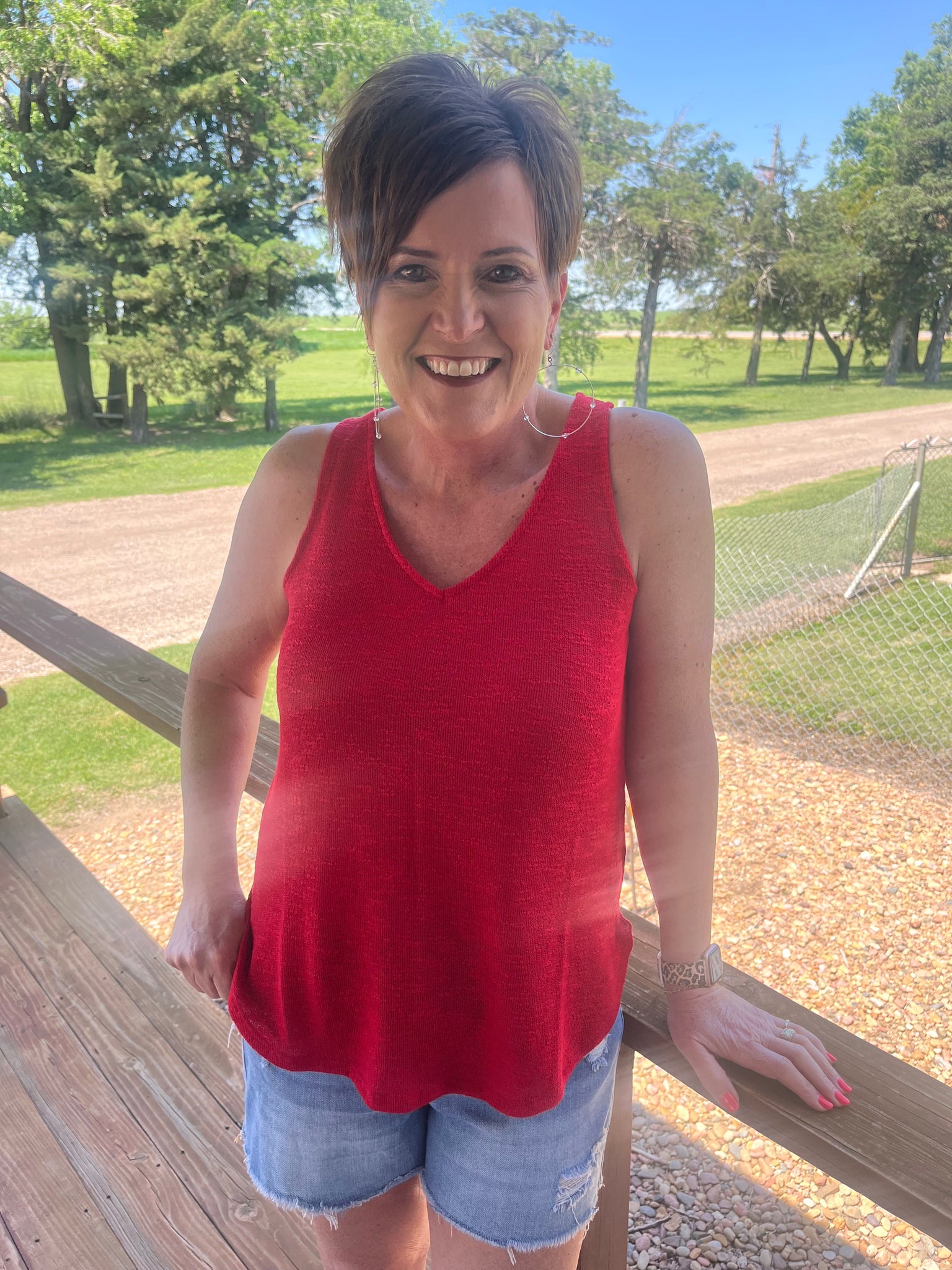 Red V-neck Tank