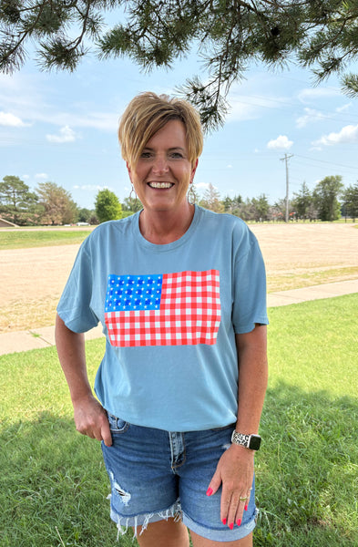 Gingham Picnic Flag Tees