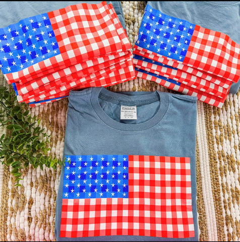 Gingham Picnic Flag Tees