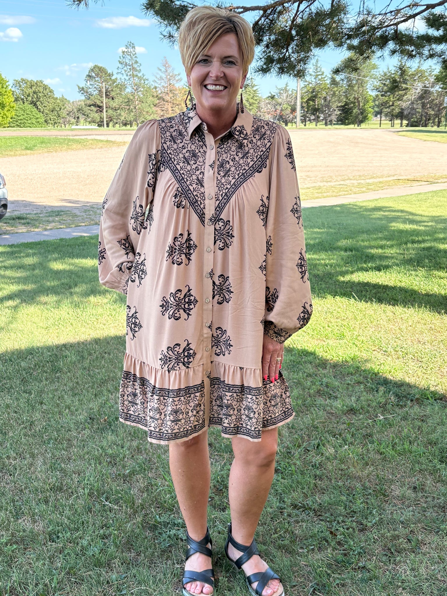 Border Printed Rayon Dress