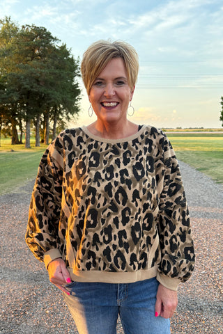 Leopard Print Pullover Sweatshirt