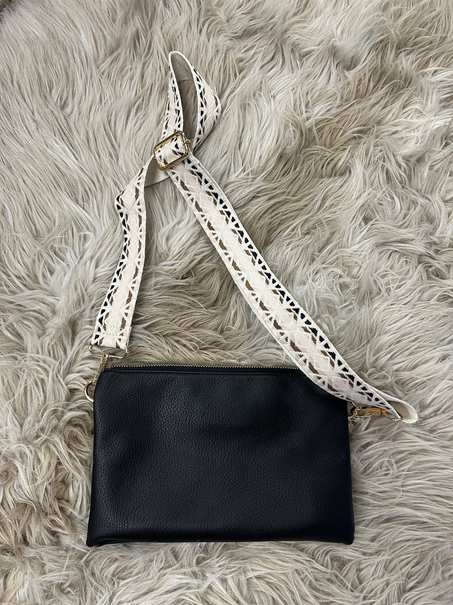 Izzy Crossbody in Black with Guitar Strap