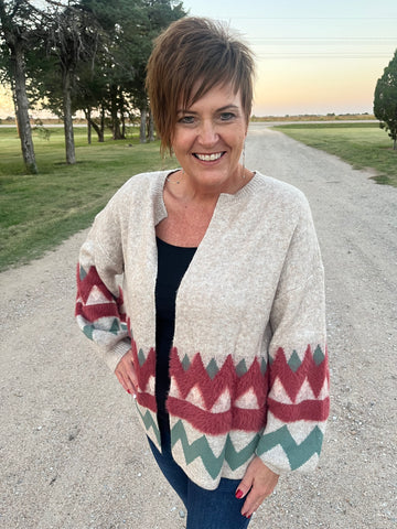 Cardigan with Southwest Accents
