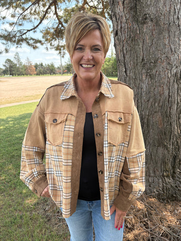 Plaid and Corduroy Mix Shacket