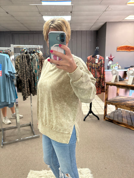 Washed Side Split Knit Top