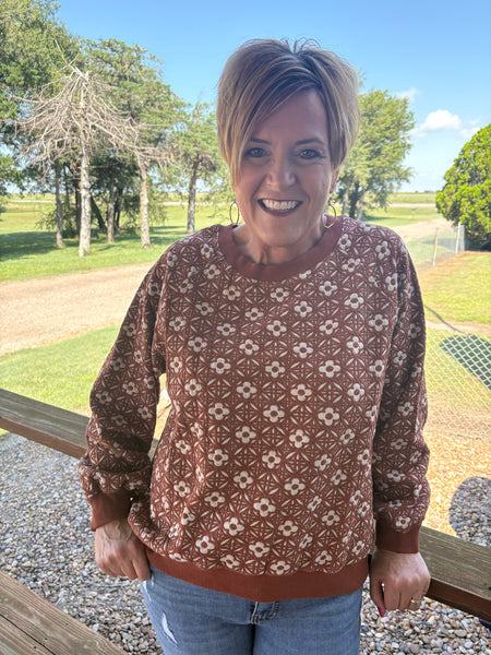 Flower Jaquard Knit Pullover Top – Crossrootsllc