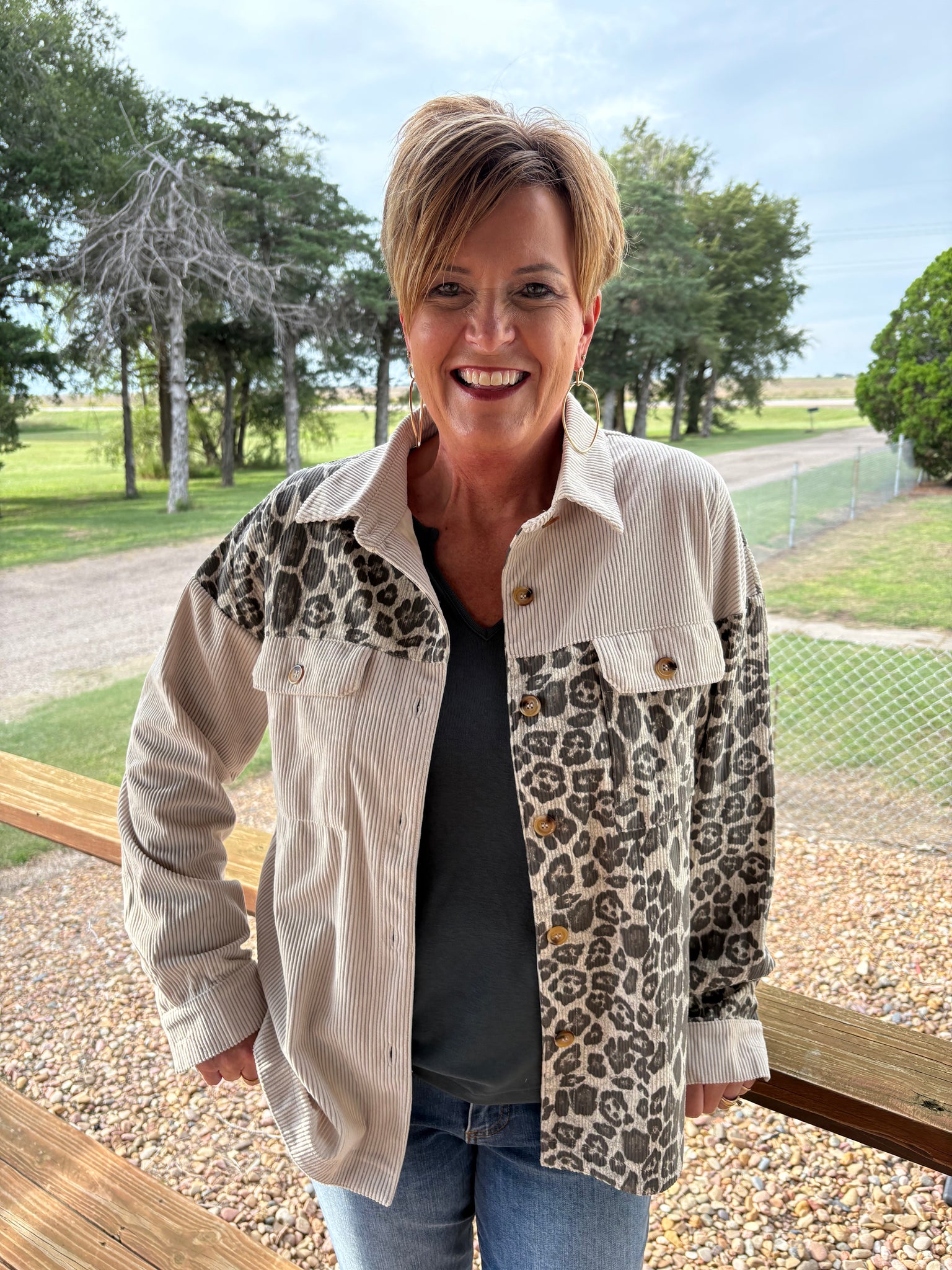 Leopard Print Contrast Button Down Shacket