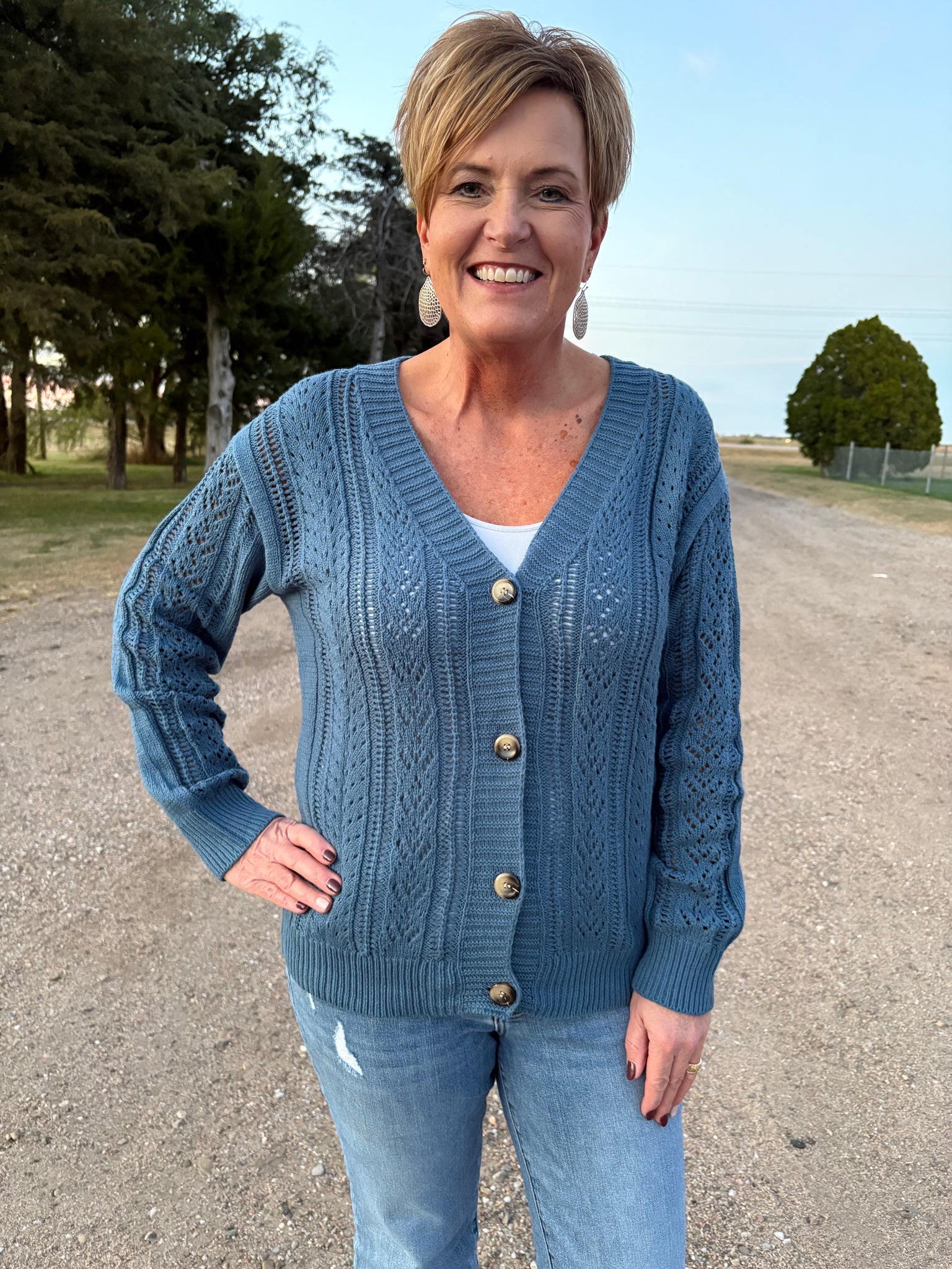 Open Knit Sweater Cardigan