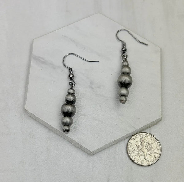 Faux Silver or Copper Beaded Stacked Earrings