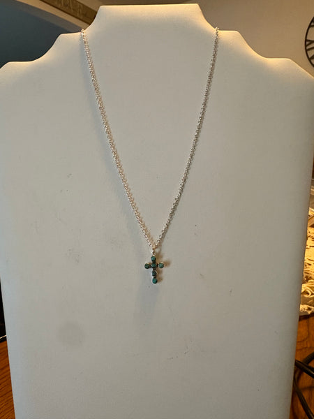 Small Turquoise Cross Necklace