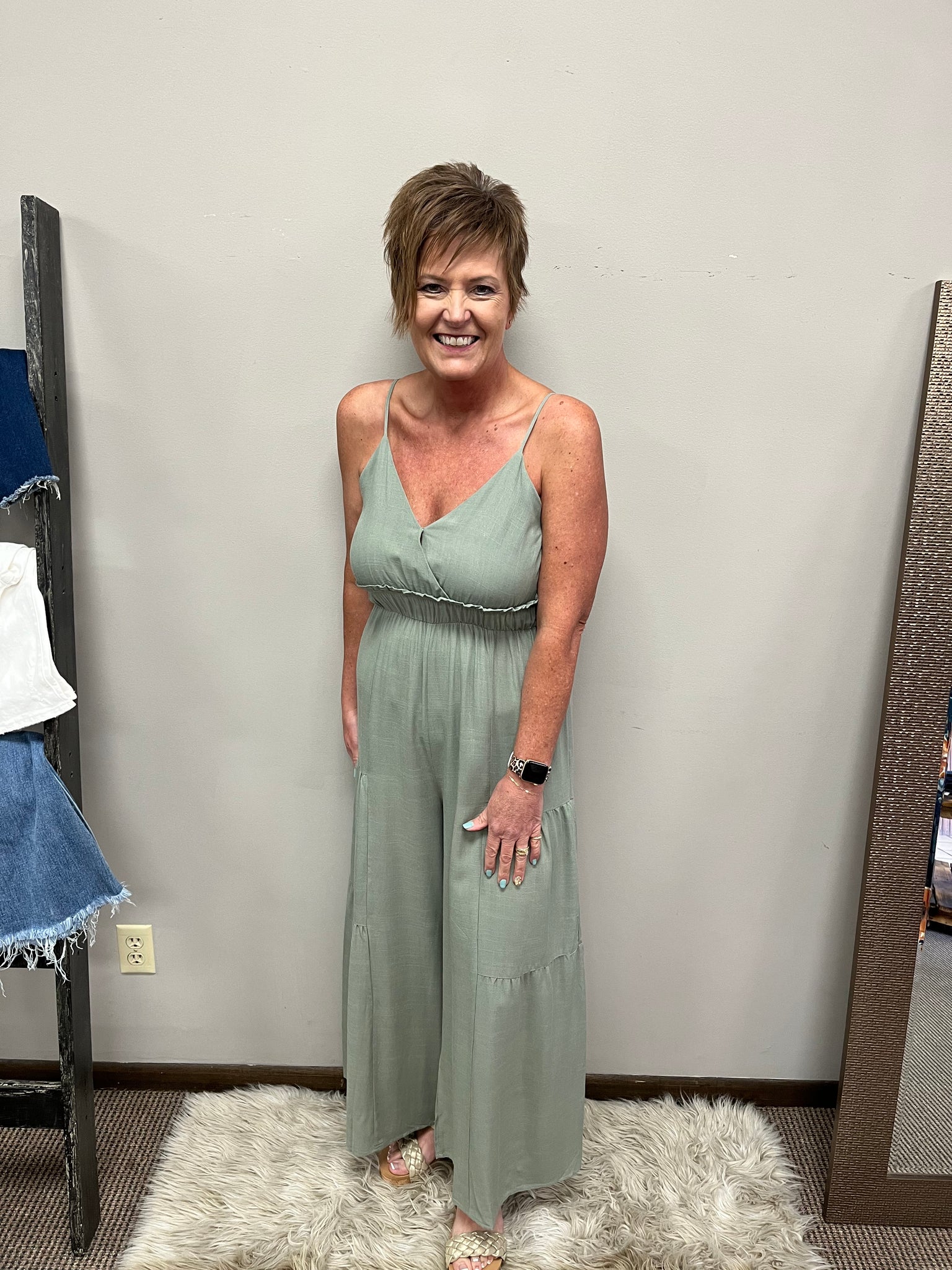 Sage Wide Leg Solid Jumpsuit