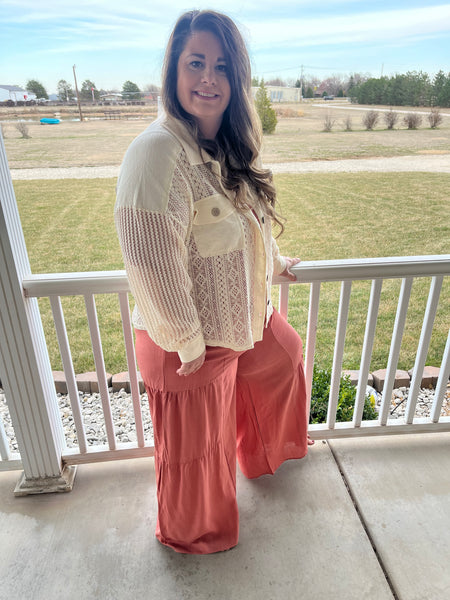 Curvy Blush Wide Leg Solid Jumpsuit