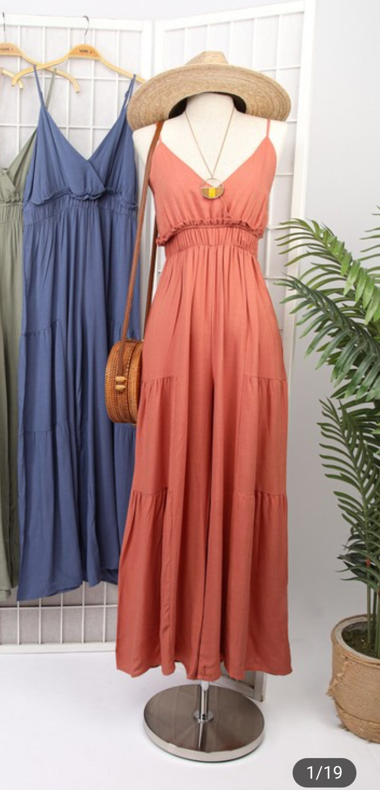 Curvy Blush Wide Leg Solid Jumpsuit