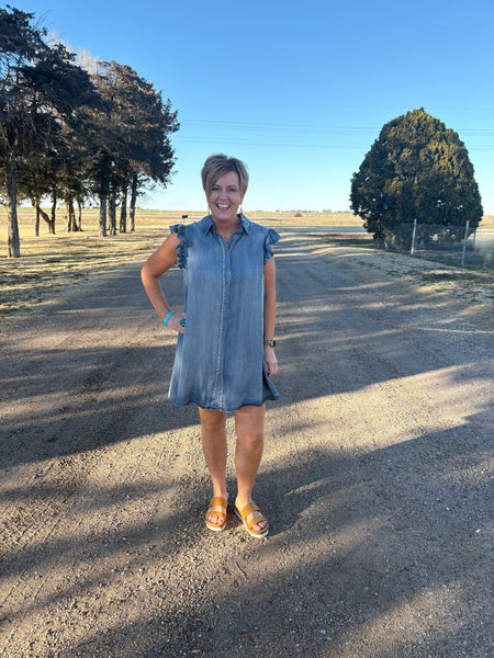 Dark Denim Chambray Dress