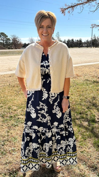 Solid Button Down 1/2 Sleeve Cardigan