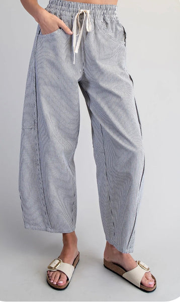 Striped Waistband Barrel Pants