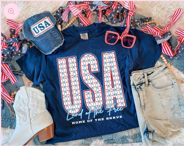 Navy USA Stars and Stripes Tee