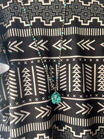 Faux Turquoise and Navajo Pearls with Faux Turquoise Stone Pendant