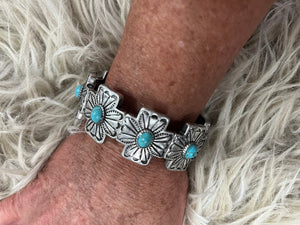 Faux Concho Turquoise Stretch Bracelet