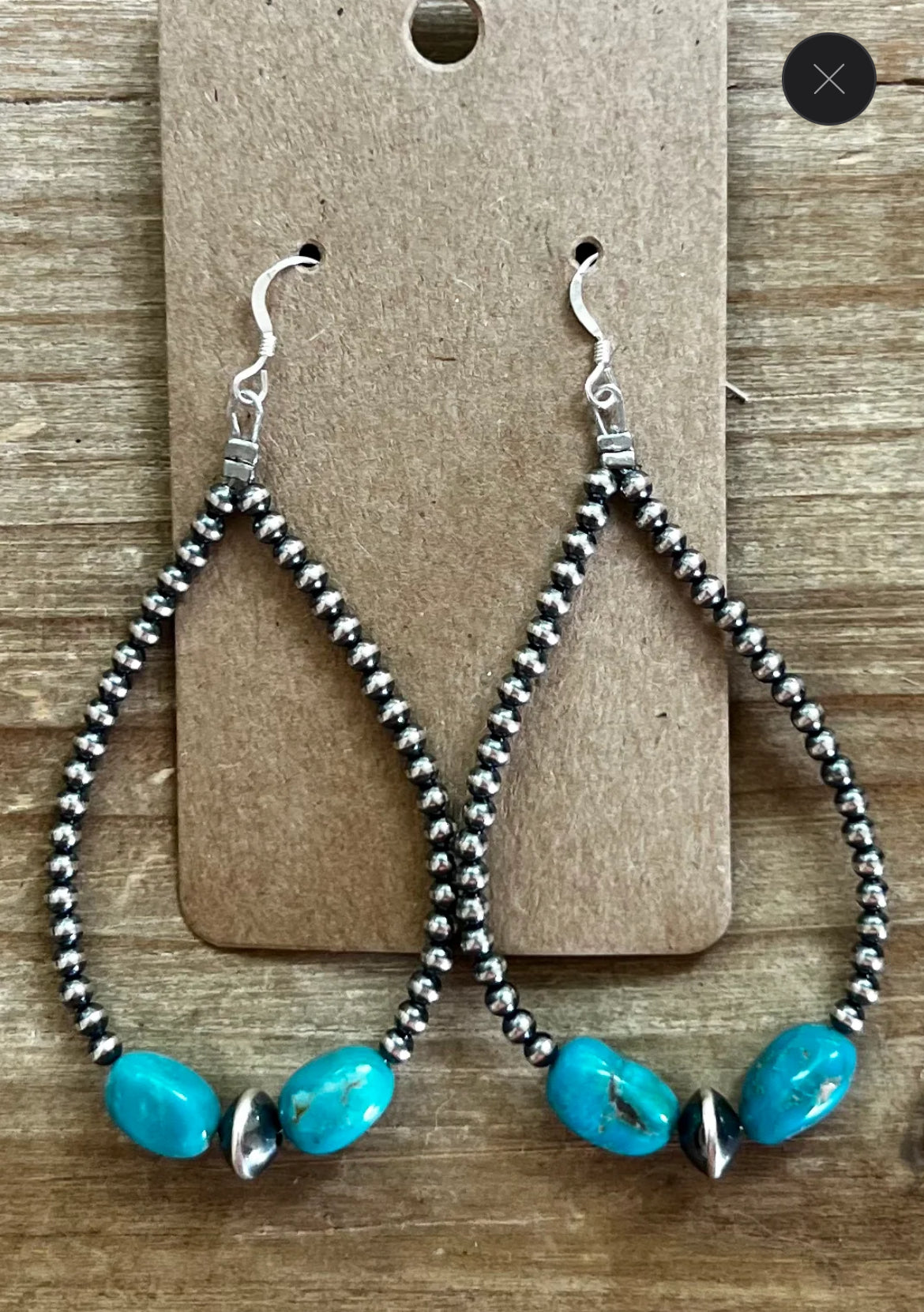 Sterling Silver Pearl Earrings with Blue Turquoise