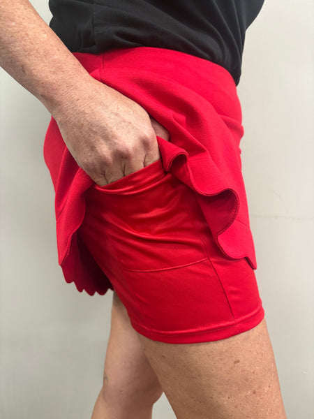 Scalloped Hem Stretch Mini Skort