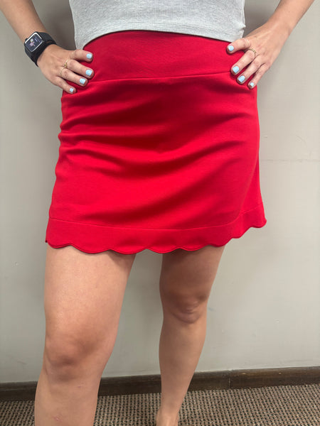 Scalloped Hem Stretch Mini Skort