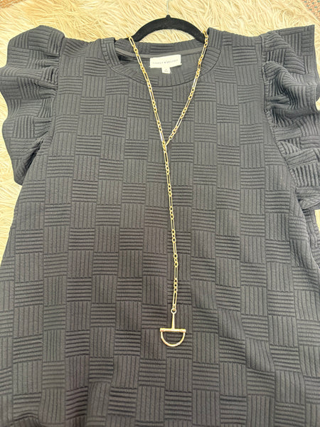Gold Horsebit Y necklace