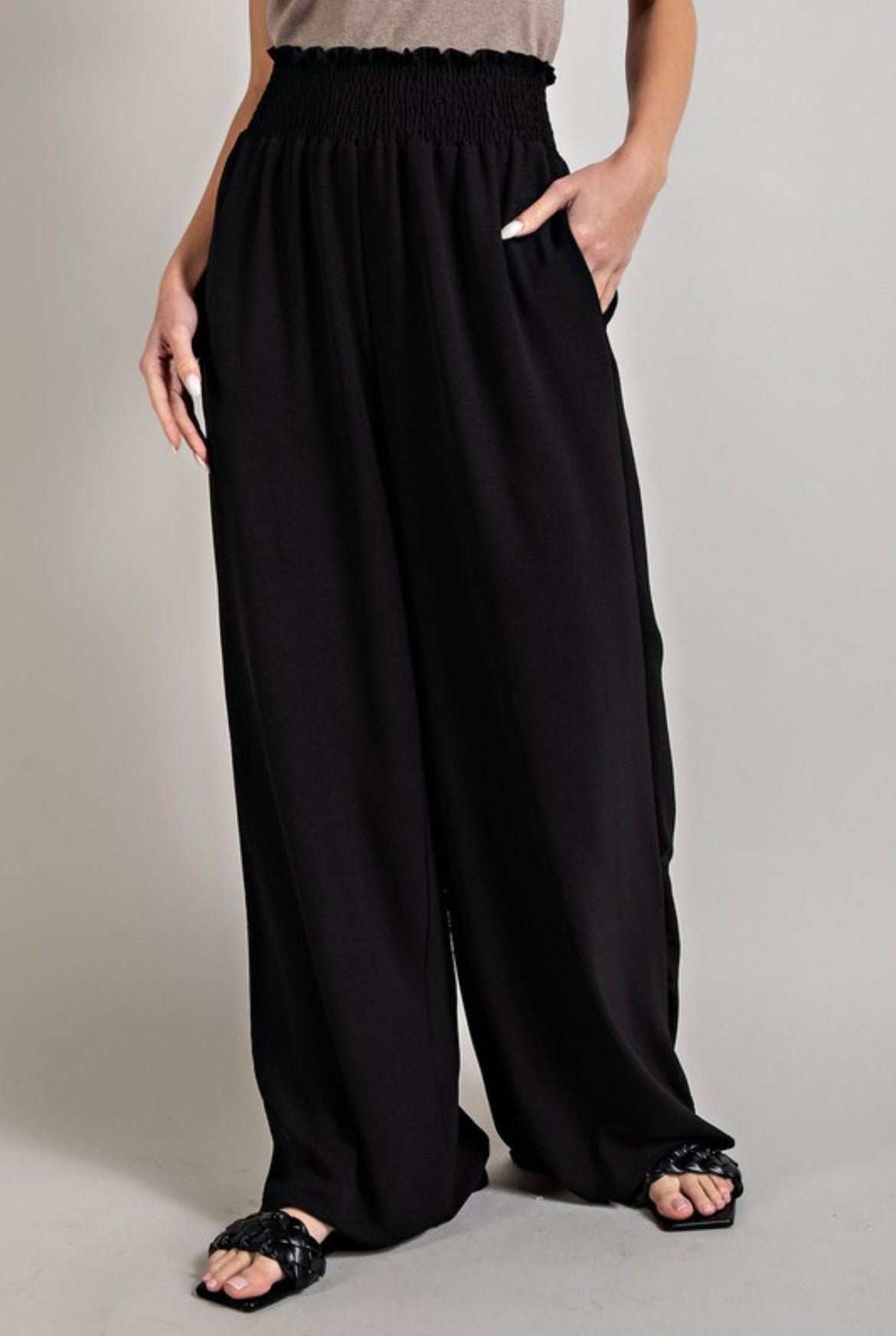 Smocked Wide Leg Pants