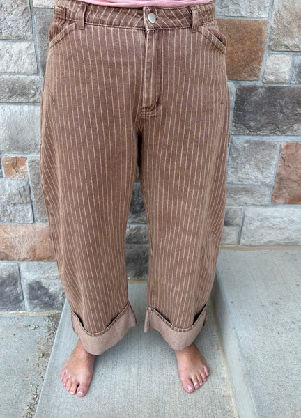 Striped Mineral Wash Cuffed Pants