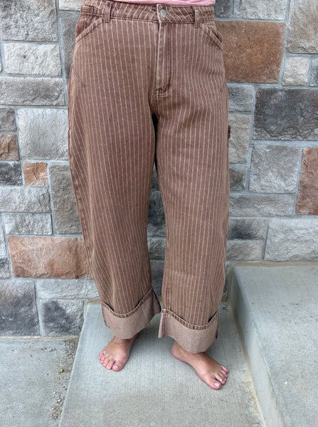 Striped Mineral Wash Cuffed Pants