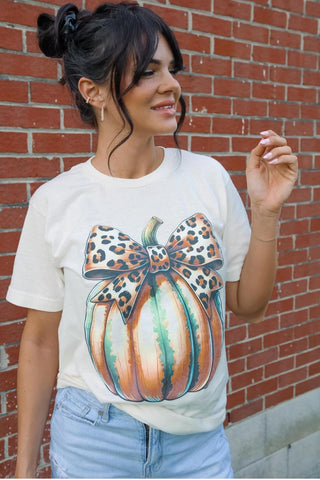 Leopard Bow Pumpkin Tee