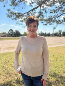 Taupe Mock Neck Knit Top