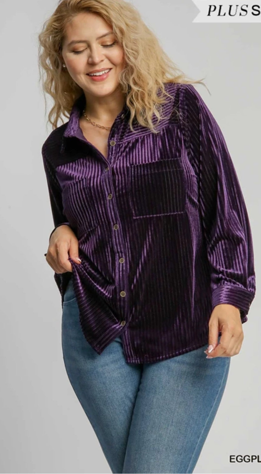 Eggplant Velvet Collared Top