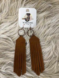 Long Leather Fringe Earrings