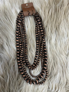 5 Strand Copper Faux Navajo Pearls