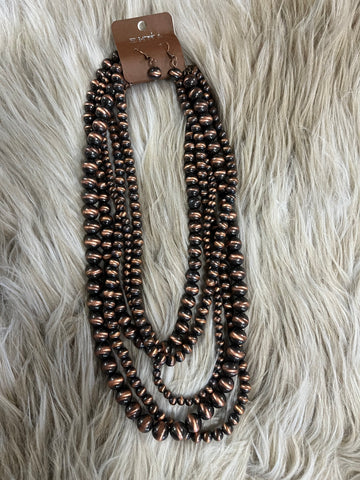 5 Strand Copper Faux Navajo Pearls