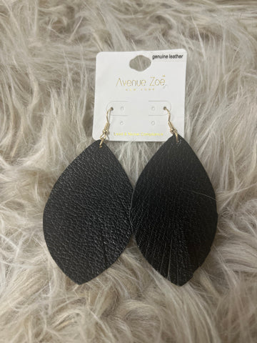 Genuine Leather Feather Earrings