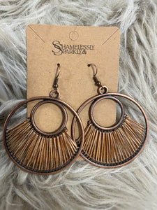 Bohemian Brown Thread Metal Drop Earrings