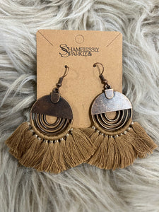 Brown Tassel Drop Earrings