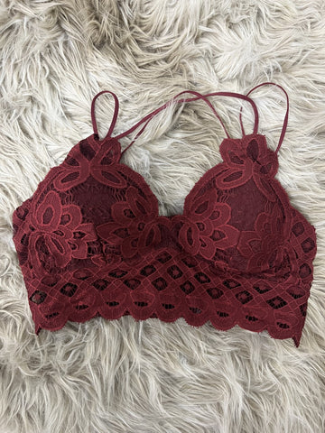 Burgundy Lace Bralette