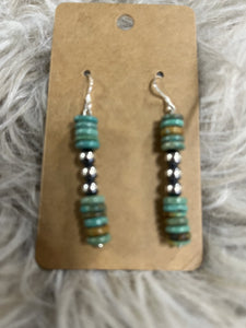 Dangle Earrings with Real Turquoise and Navajo Pearls