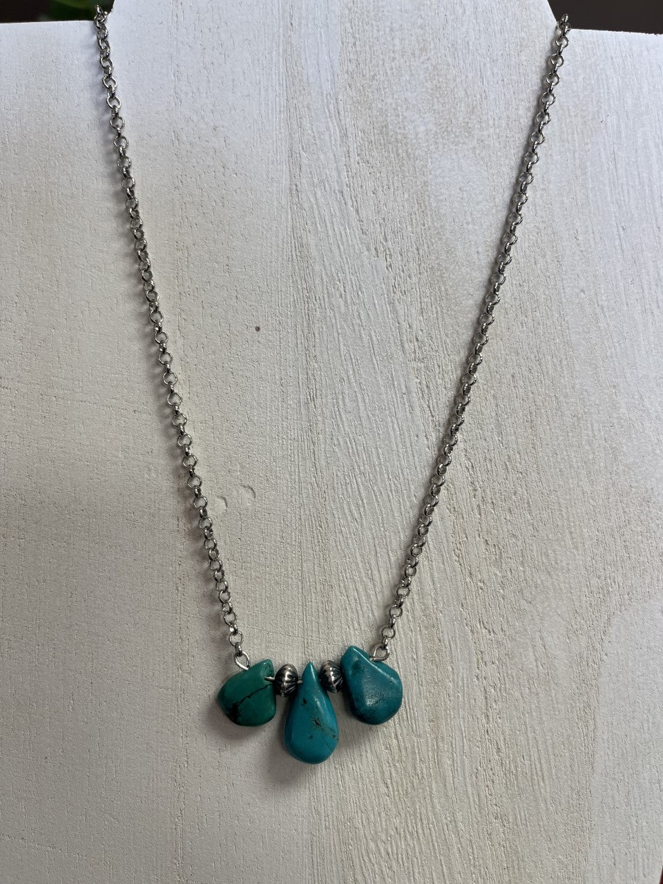 Real Turquoise Chain with Navajo Saucer Spring